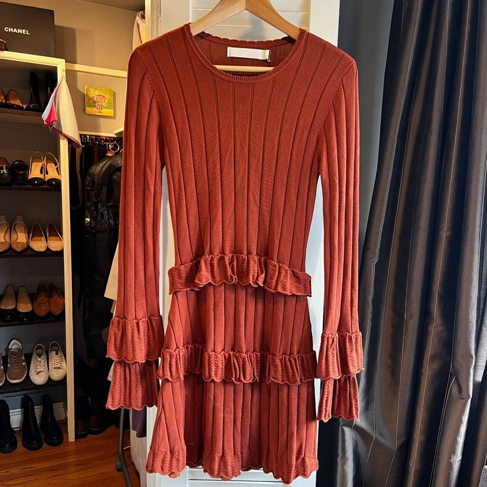 Rachel Parcell Rib Mini Dress with Pointelle Ruffles - Picture 6 of 7